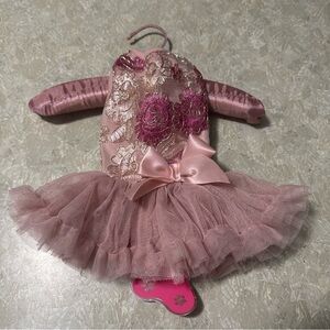 PawPatu Pink Roses Ruffles Satin Bow Puppy Dog Dress Tutu XS New Gift For Dogs